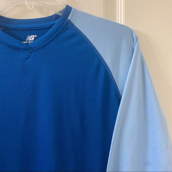 New Balance Running Top Blue Colour Block Long Sleeve Performance Gym Women’s L - Picture 5 of 10
